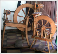 Traditional spinning wheel used at Angora Creations, Paddock KZN.