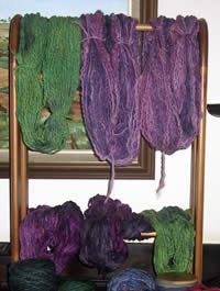 Skeins, balls and bobbins of novelty merino wool
